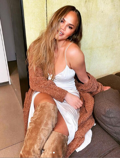 Chrissy Teigen in bridal design for Cami NYC